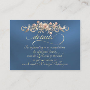 Rose Arc Border, QR Code - Blue Enclosure Card