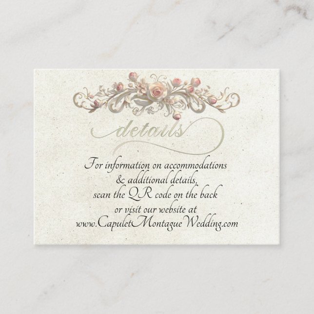 Rose Arc Border, QR Code - Cream Enclosure Card (Front)