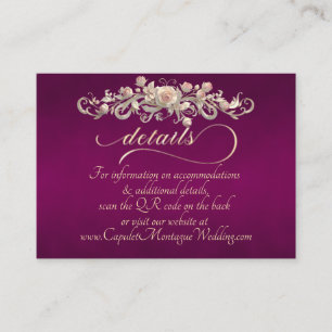 Rose Arc Border, QR Code - Plum Enclosure Card