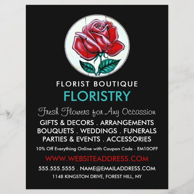 Rose Art, Florist, Floristry Advertising Flyer (Front)