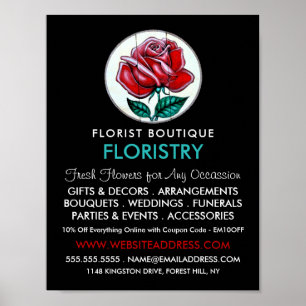 Rose Art, Florist, Floristry Advertising Poster