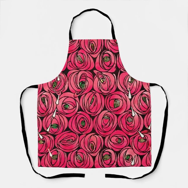 Rose Art Nouveau Rennie Macintosh Graphic Apron (Front)