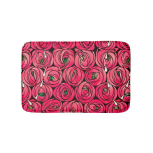 Rose Art Nouveau Rennie Macintosh Graphic Bath Mat