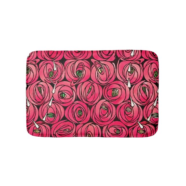 Rose Art Nouveau Rennie Macintosh Graphic Bath Mat (Front)