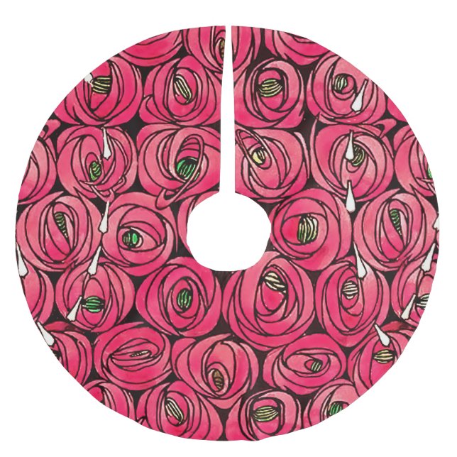 Rose Art Nouveau Rennie Macintosh Graphic Brushed Polyester Tree Skirt (Front)