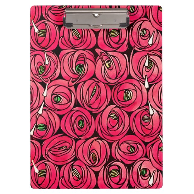 Rose Art Nouveau Rennie Macintosh Graphic Clipboard (Front)