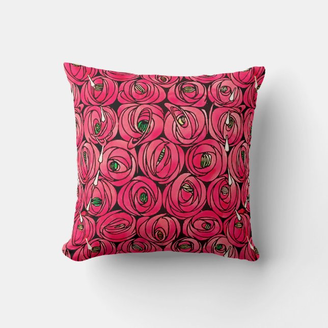 Rose Art Nouveau Rennie Macintosh Graphic Cushion (Front)
