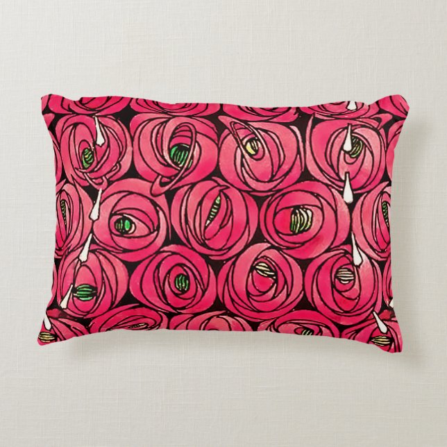 Rose Art Nouveau Rennie Macintosh Graphic Decorative Cushion (Back)