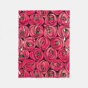 Rose Art Nouveau Rennie Macintosh Graphic Fleece Blanket