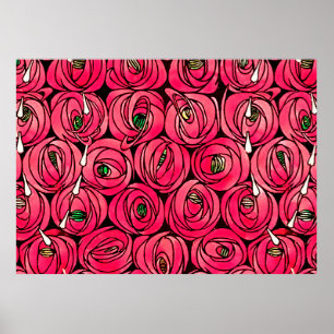 Rose Art Nouveau Rennie Macintosh Graphic Poster