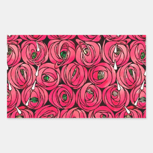 Rose Art Nouveau Rennie Macintosh Graphic Rectangular Sticker