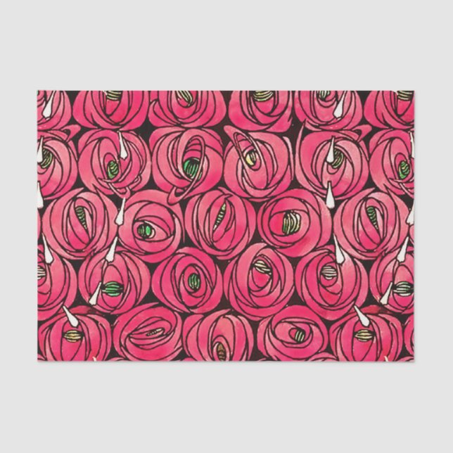 Rose Art Nouveau Rennie Macintosh Graphic Tissue Paper (Front)