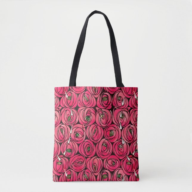 Rose Art Nouveau Rennie Macintosh Graphic Tote Bag (Front)
