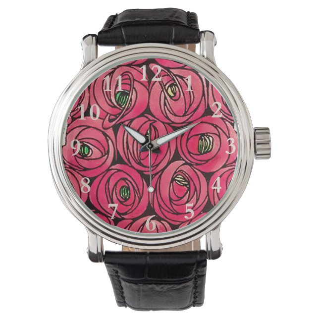 Rose Art Nouveau Rennie Macintosh Graphic Watch (Front)