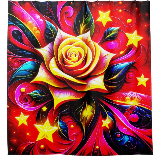 Rose Artwork Shower Curtain (Front)