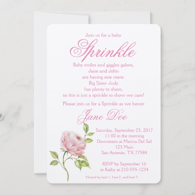 Rose Baby Invitation (Front)