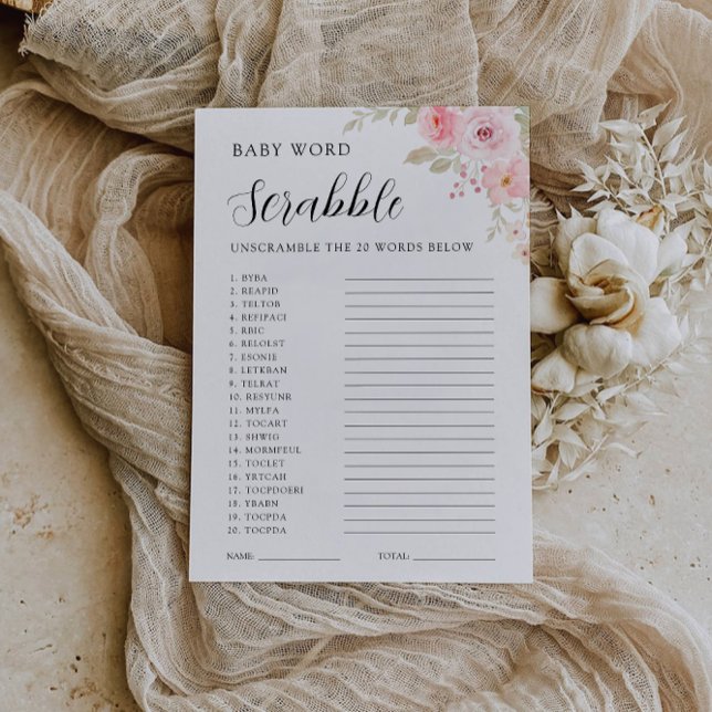 Rose Baby shower game – Word scramble Invitation (Rose Baby shower game – Word scramble Invitation)