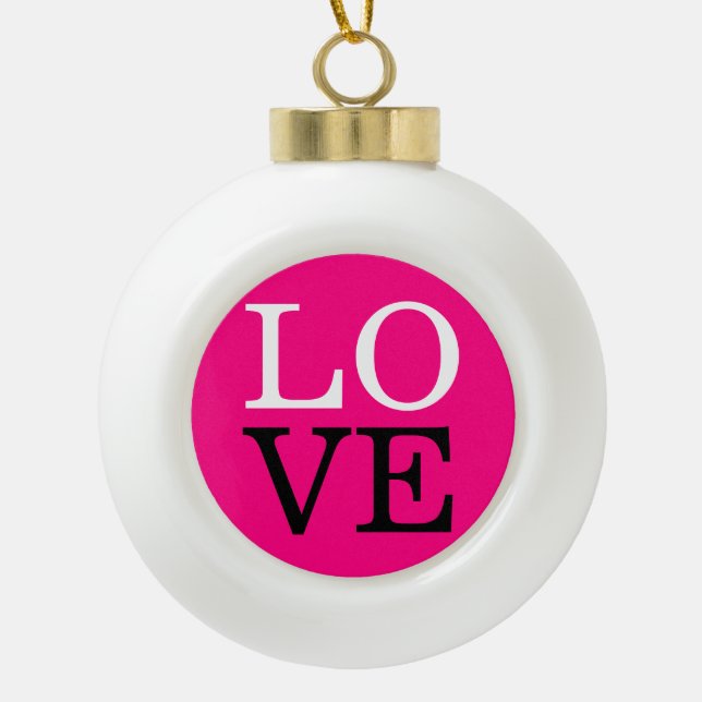 Rose Background Love Wedding Ceramic Ball Christmas Ornament (Front)