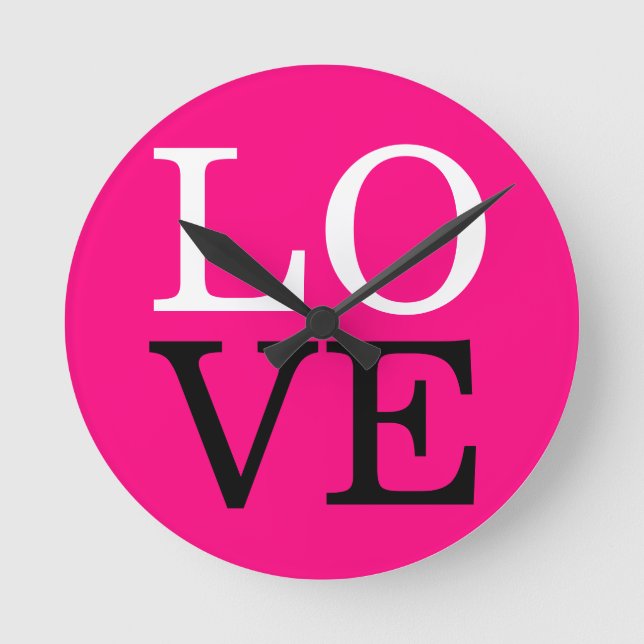 Rose Background Love Wedding Round Clock (Front)