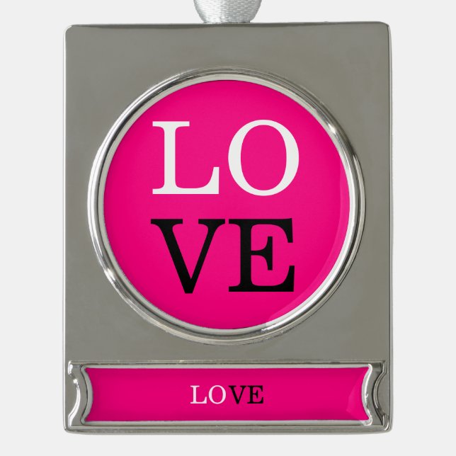 Rose Background Love Wedding Silver Plated Banner Ornament (Front)