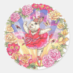 Rose Ballerina Bunny Stickers