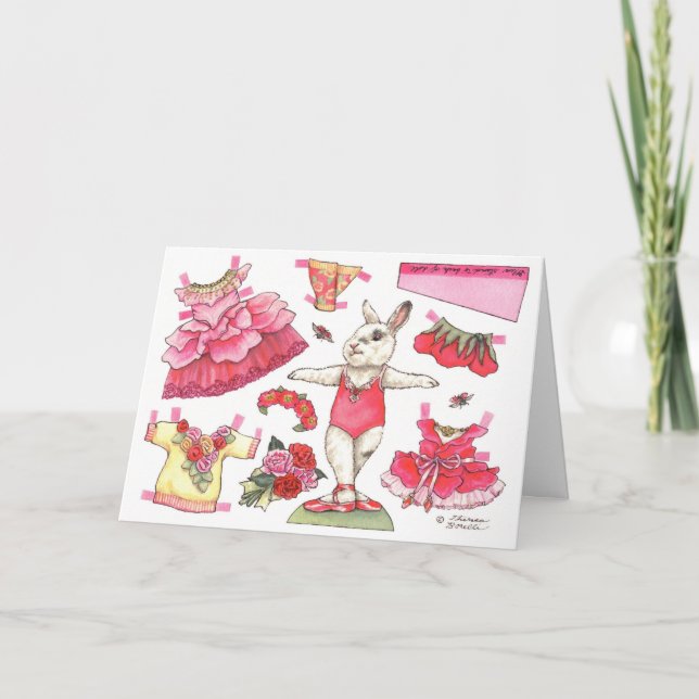 Rose Ballerina Paper Doll Birthday Card (Front)
