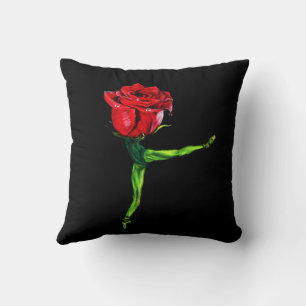 Rose Ballet Dancer Throw Pillow
