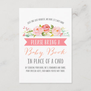 Rose Banner Baby Book   Baby Shower Enclosure Card