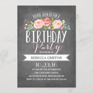 Rose Banner Birthday   Birthday Invitations
