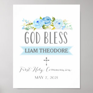 Rose Banner   Blue Communion Sign