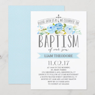 Rose Banner   Boy Baptism Invitation