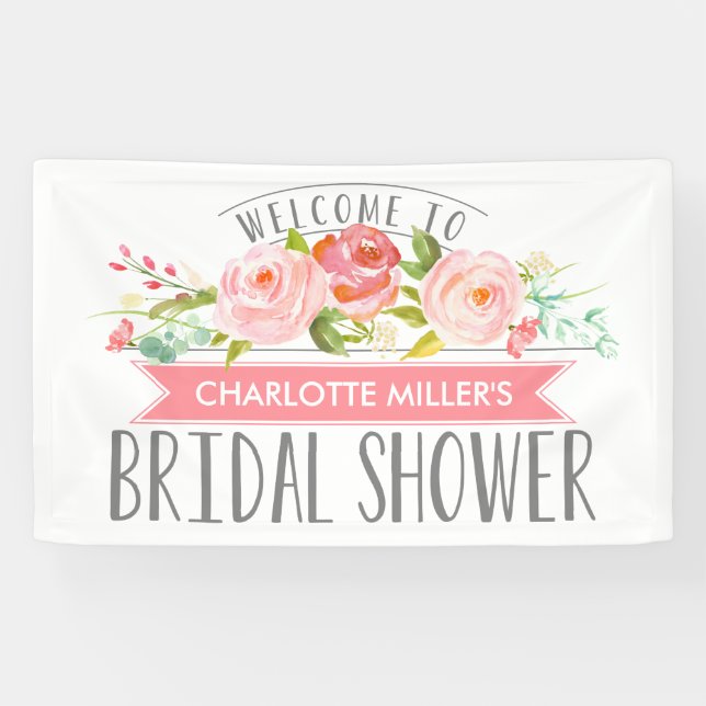 Rose Banner Bridal Shower Banner (Horizontal)