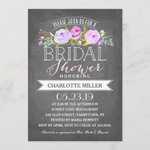 Rose Banner Bridal Shower Invitation Purple