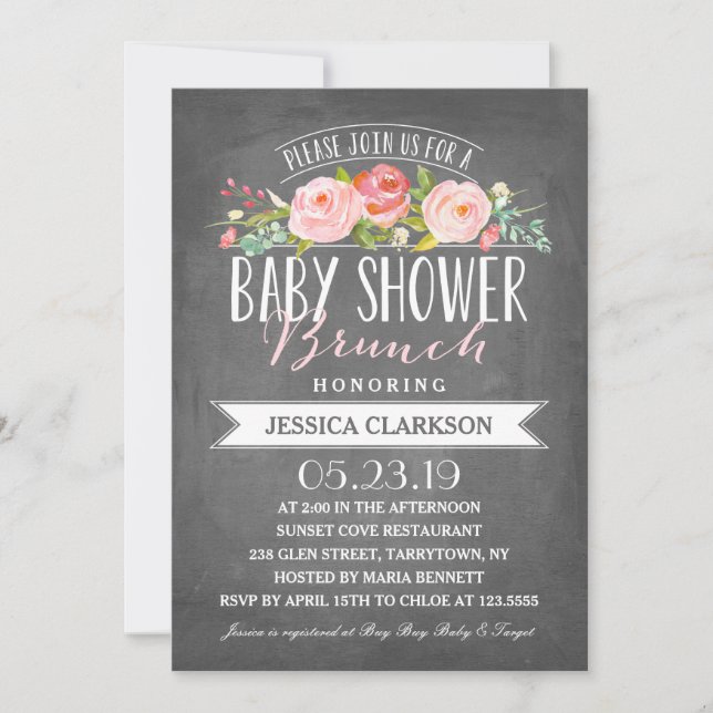 Rose Banner Brunch | Baby Shower Invitation (Front)