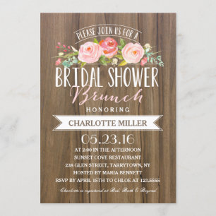 Rose Banner Brunch Bridal Shower Invitation