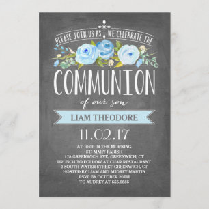 Rose Banner Chalkboard   Communion Invitation