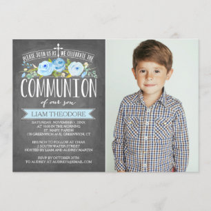 Rose Banner Chalkboard   Communion Invitation