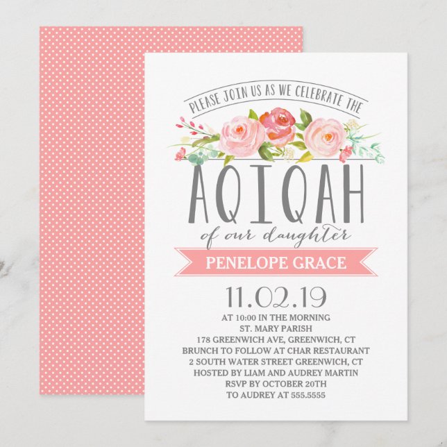 Rose Banner | Girl AQIQAH Invitation (Front/Back)