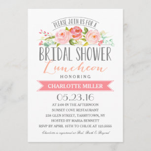 Rose Banner Luncheon Bridal Shower Invitation