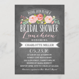 Rose Banner Luncheon Bridal Shower Invitation