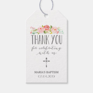 Rose Banner   Pink Religious Thank You Gift Tag