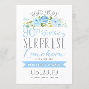 Rose Banner Surprise 90th Birthday Luncheon Invitation