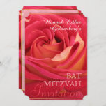 Rose Bat Mitzvah Invitation<br><div class="desc">Floral Photography - Photograph with a slight blur for adding softness to the picture of the rose. Design on flat card invitation with texts for  Bat Mitzvah Celebration to customise. You can easily change text (colour,  font,  size and position) by clicking the customise button.</div>