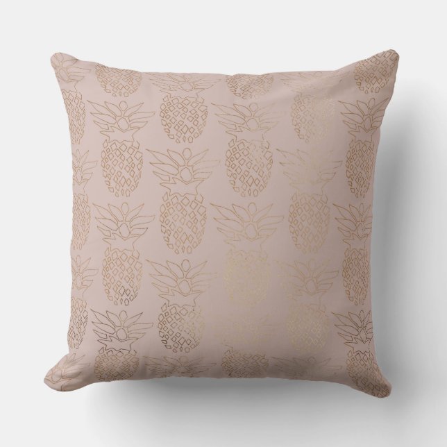 Rose Beige/Chocolate Brown  Pinapple Throw Pillow (Front)