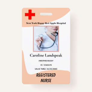 Rose Beige Employee Photo Logo for Hospital Nurse ID Badge
