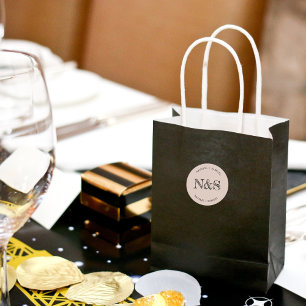 Rose Beige Minimalist ElegantBold Initials Wedding Classic Round Sticker