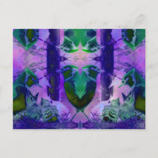 Rose Birds, Abstract Violet Pink Cycle Postcard