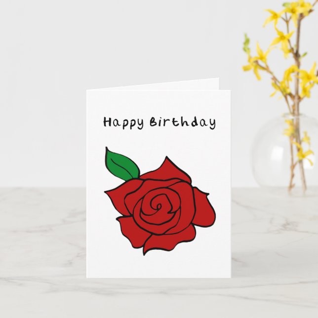 Rose Birthday Card (Yellow Flower)