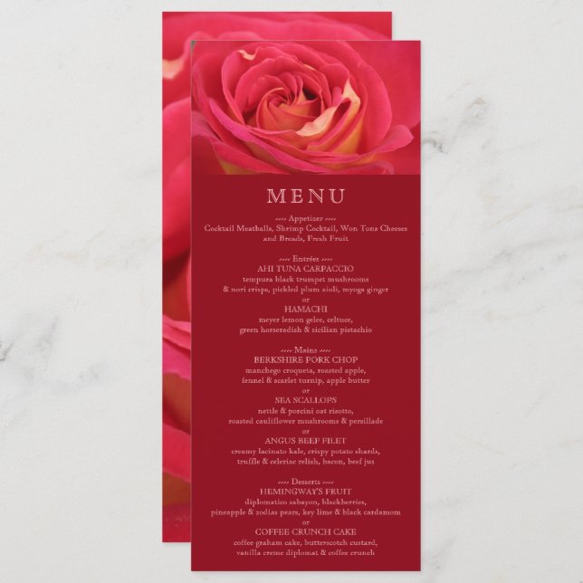 Rose Birthday Celebration Menu Invitation (Front/Back)