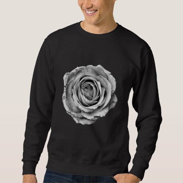 Rose Black And White Pretty Flower Sweatshirt (Front)